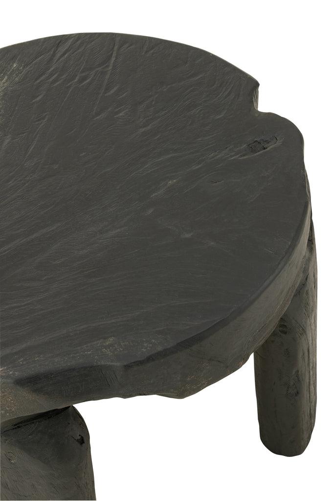 Tafel Rond Teak Hout Zwart Set van 2 - Bijzettafel - J-Line - livinglovely.nl