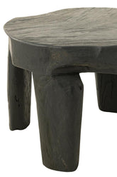 Tafel Rond Teak Hout Zwart Set van 2 - Bijzettafel - J-Line - livinglovely.nl