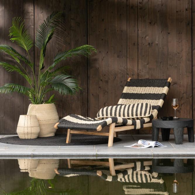 Tafel Rond Teak Hout Zwart Set van 2