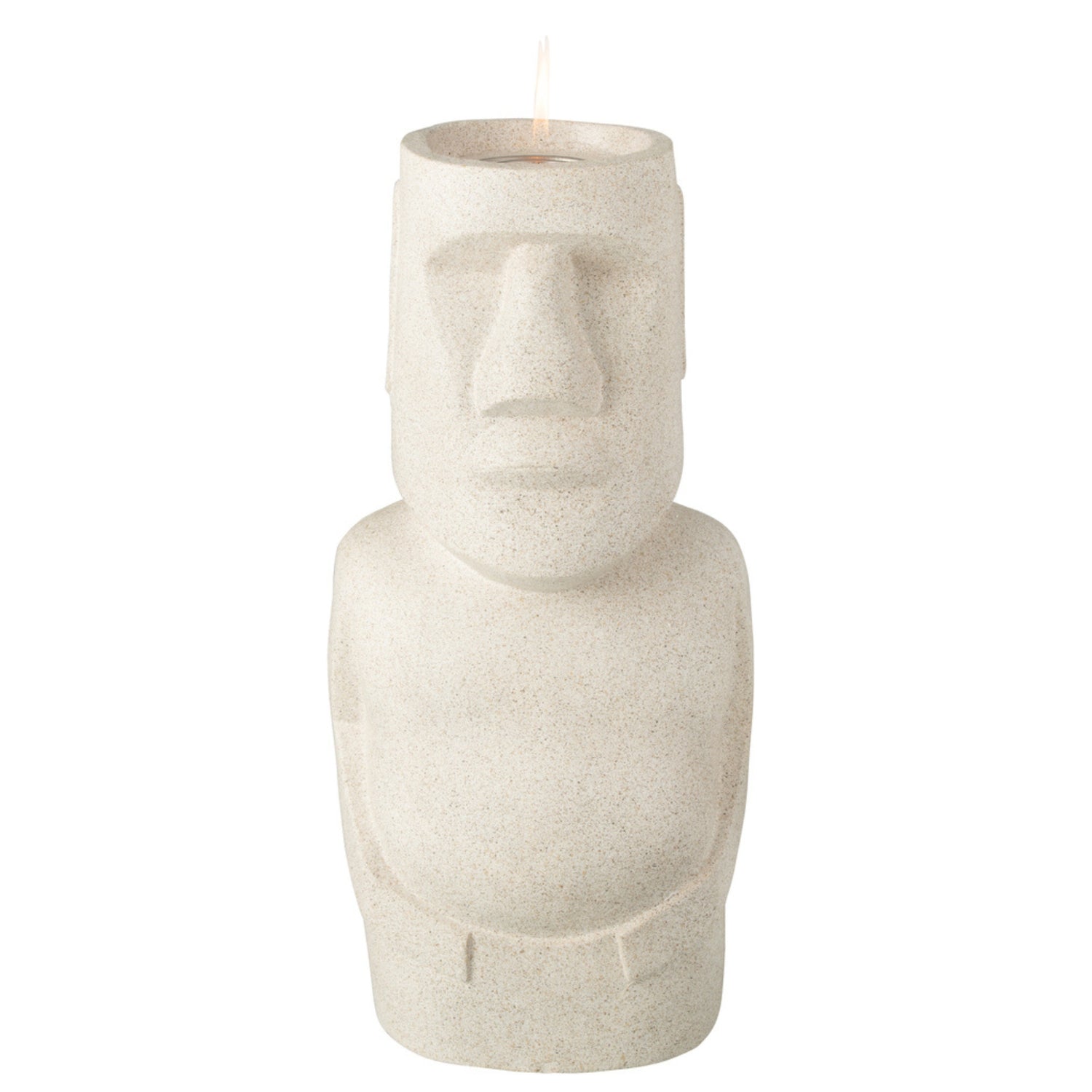 Tafelhaard Bio-Ethanol Moai Grijs 28x22x65cm - Tafelhaard - J-Line - livinglovely.nl