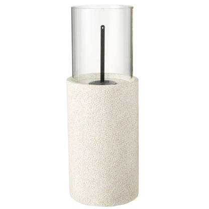 Tafelhaard Bio-Ethanol Rond Grijs Ø23x65cm - Tafelhaard - J-Line - livinglovely.nl