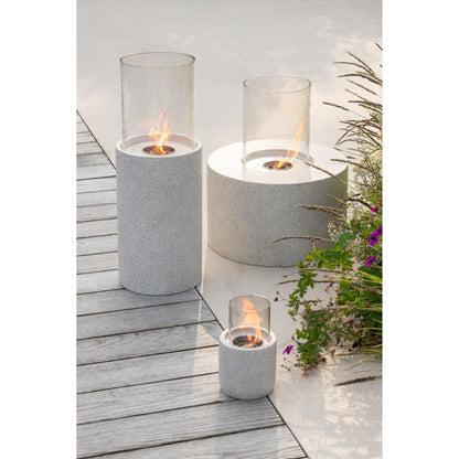Tischfeuer Bioethanol Rund Grau Ø23x65cm
