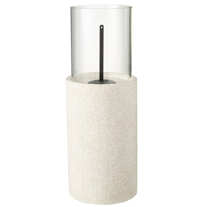 Tischfeuer Bioethanol Rund Grau Ø23x65cm