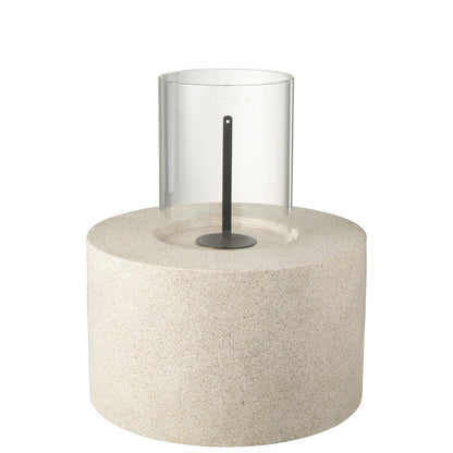 Tafelhaard Bio-Ethanol Rond Grijs Ø41x52cm - Tafelhaard - J-Line - livinglovely.nl