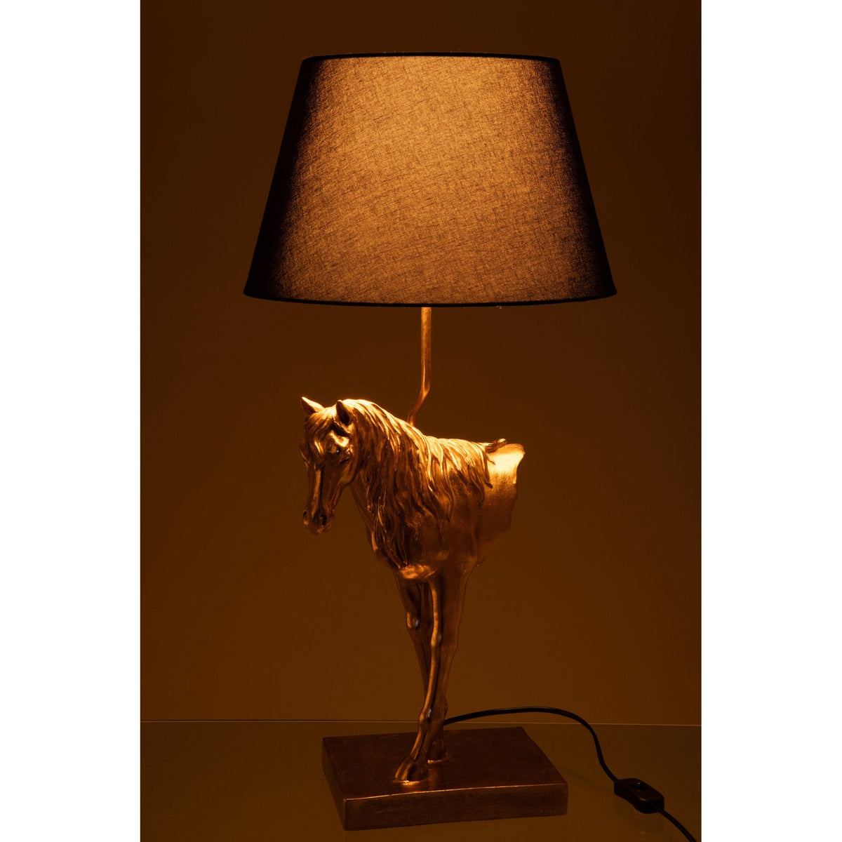 Tafellamp Paardenvoorkant Polyresin Goudkleurig/Zwart J-Line