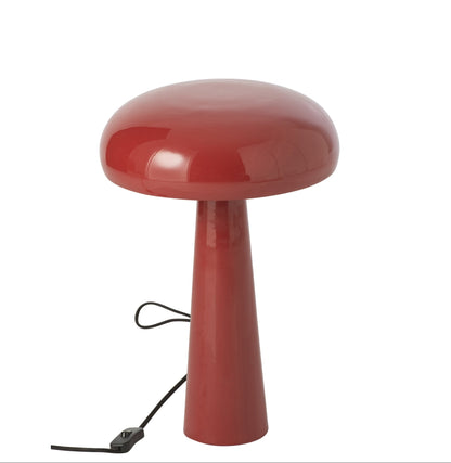 Tafellamp Paddenstoel Ijzer Donkerrood van J-Line op een witte achtergrond