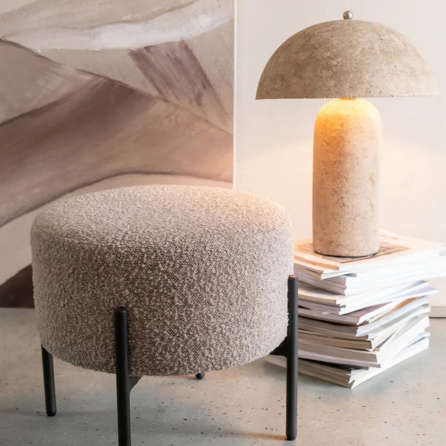 Tafellamp Paddenstoel Papier Mache Beige J-Line - Tafellamp - J-Line - livinglovely.nl