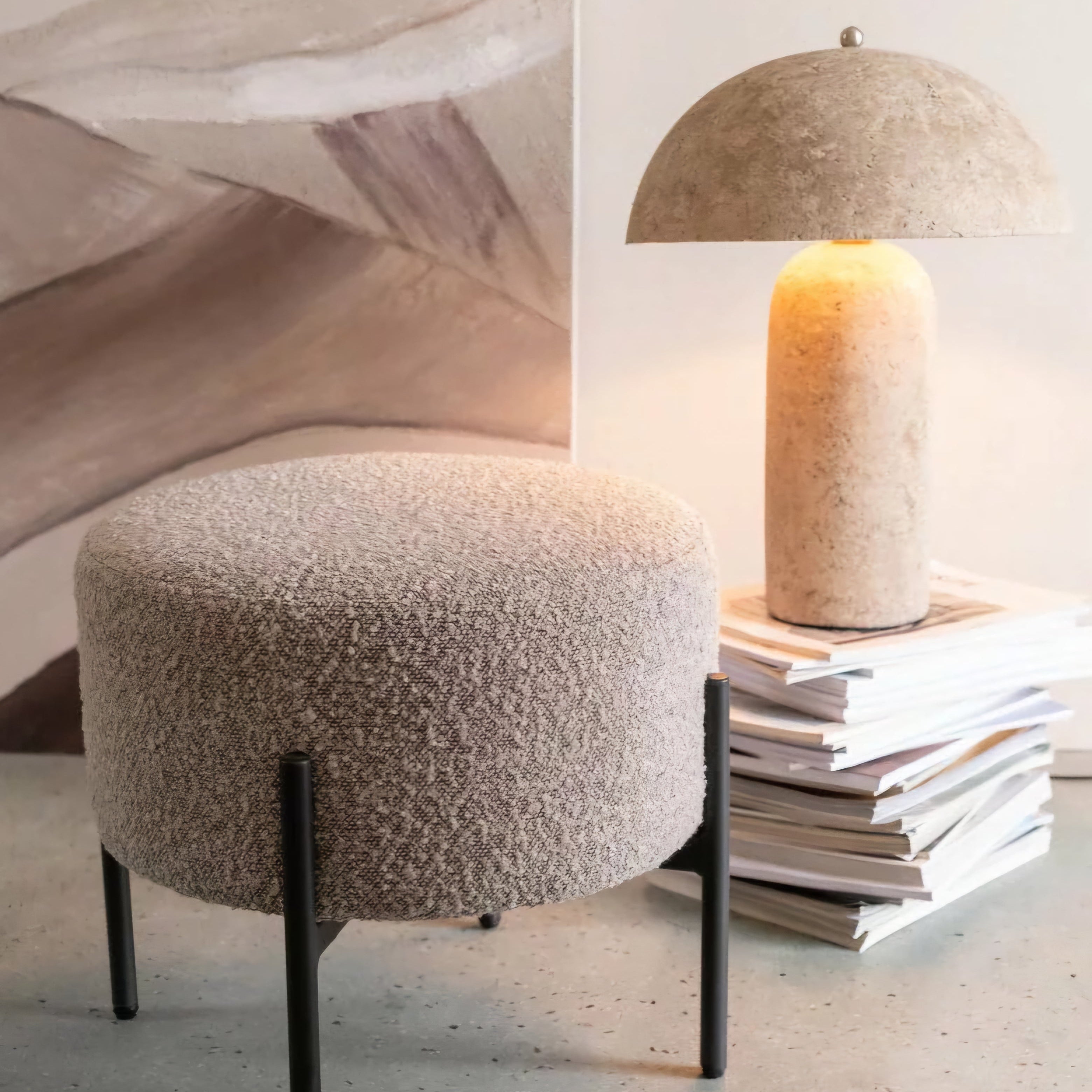 Tafellamp Paddenstoel Papier Mache Beige J-Line - Tafellamp - J-Line - livinglovely.nl