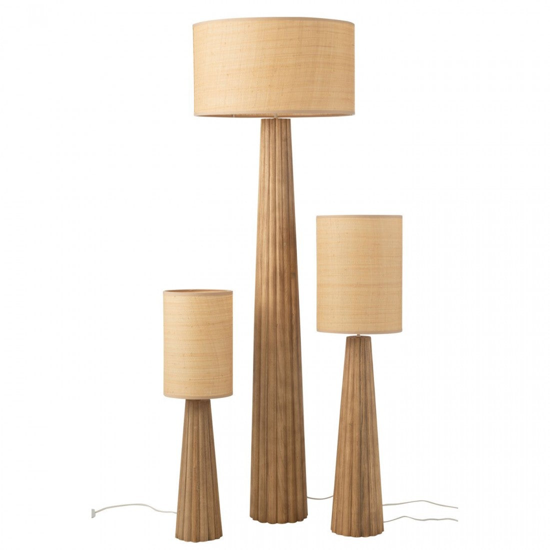 Tafellamp Paraplu Ailanthus Hout Naturel Large - Tafellamp - J-Line - livinglovely.nl