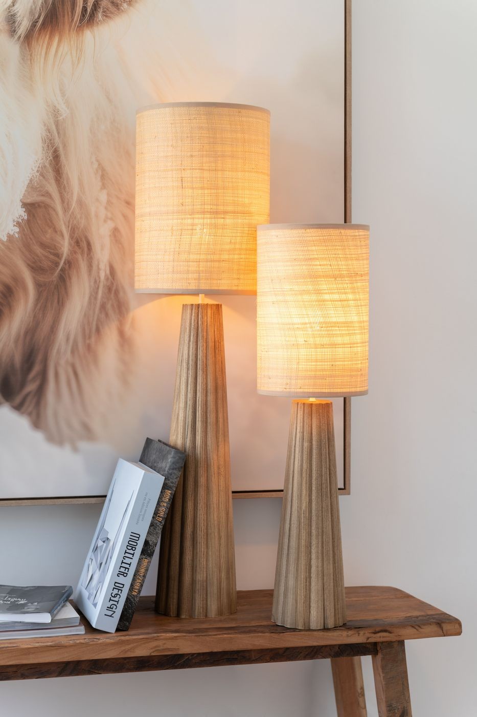 Tafellamp Paraplu Hout Naturel Small - Tafellamp - J-Line - livinglovely.nl