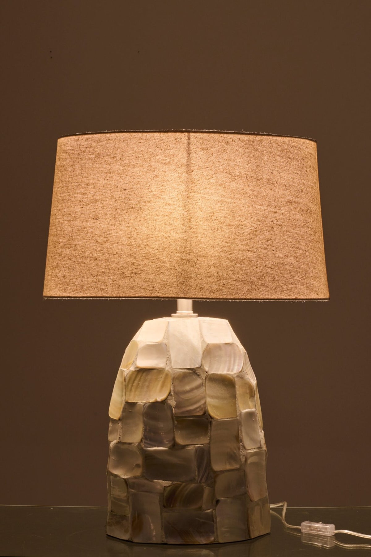 Tafellamp Pareleffect Schelp Gebroken Wit/Lichtbeige J-Line