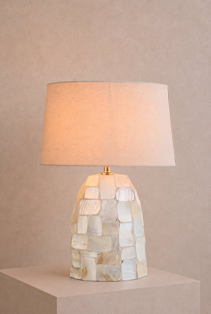 Tafellamp Pareleffect Schelp Gebroken Wit/Lichtbeige J-Line