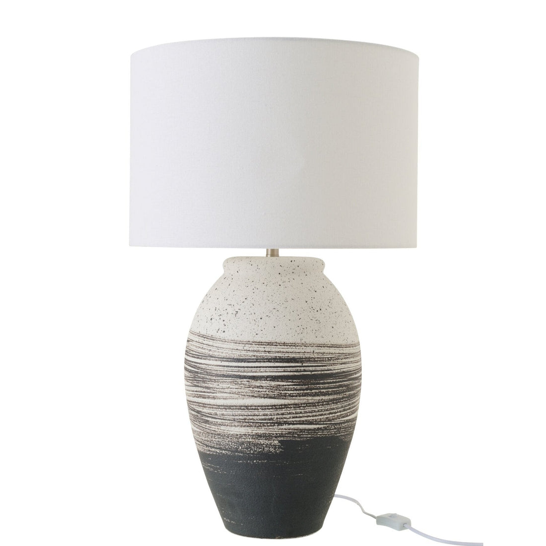 Tafellamp Rolph Keramiek Zwart/Beige van J-Line, zwarte keramieken voet met beige lampenkap