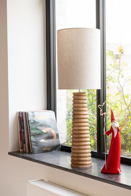 Tafellamp Schroefdraad Hout Naturel Grijs - Tafellamp - J-Line - livinglovely.nl
