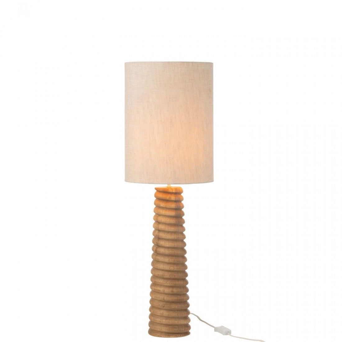 Tafellamp Schroefdraad Hout Naturel Grijs - Tafellamp - J-Line - livinglovely.nl