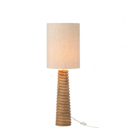 Tafellamp Schroefdraad Hout Naturel Grijs - Tafellamp - J-Line - livinglovely.nl