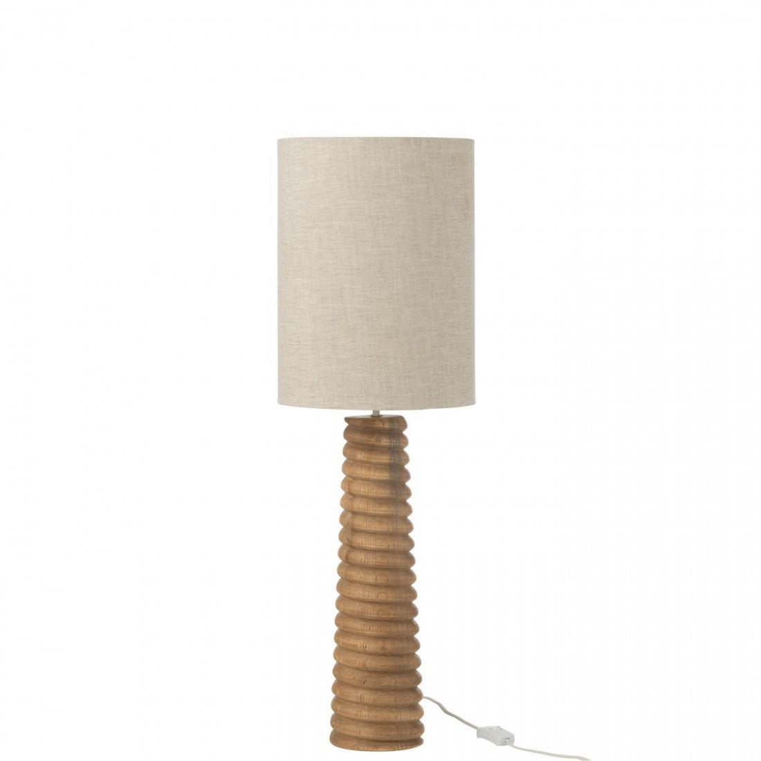 Tafellamp Schroefdraad Hout Naturel Grijs - Tafellamp - J-Line - livinglovely.nl