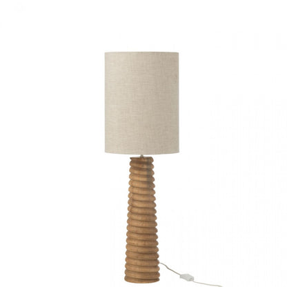 Tafellamp Schroefdraad Hout Naturel Grijs - Tafellamp - J-Line - livinglovely.nl