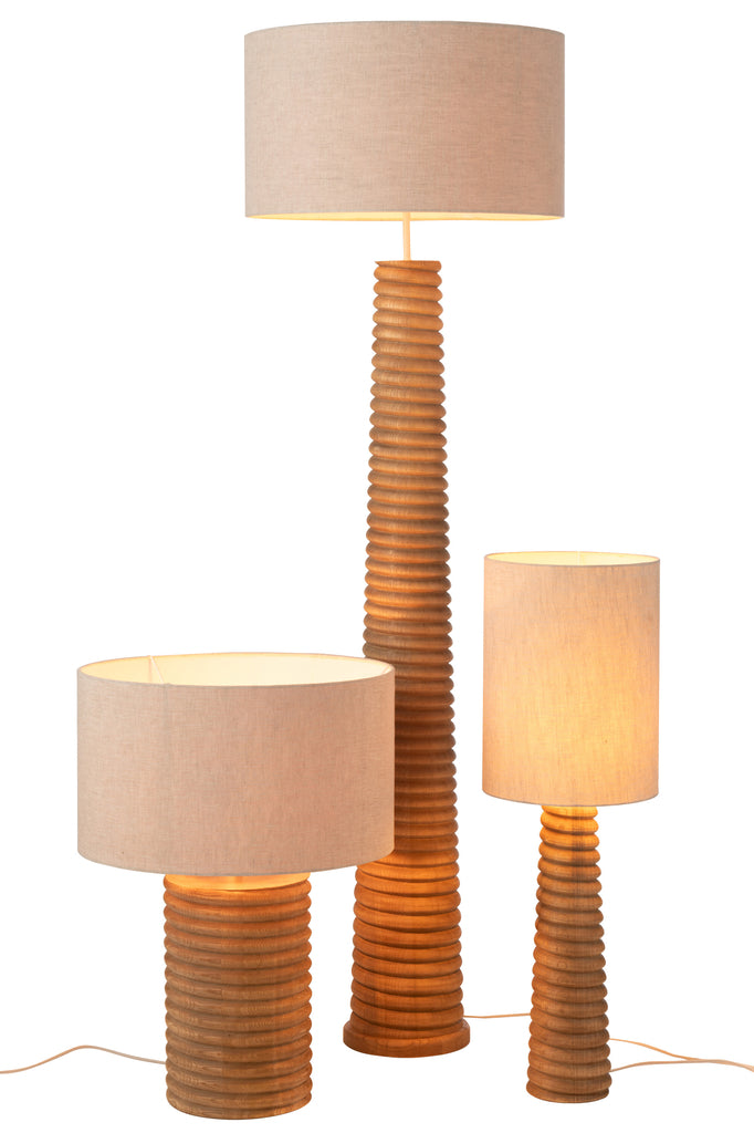 Tafellamp Schroefdraad Wijd Hout Naturel Grijs - Tafellamp - J-Line - livinglovely.nl