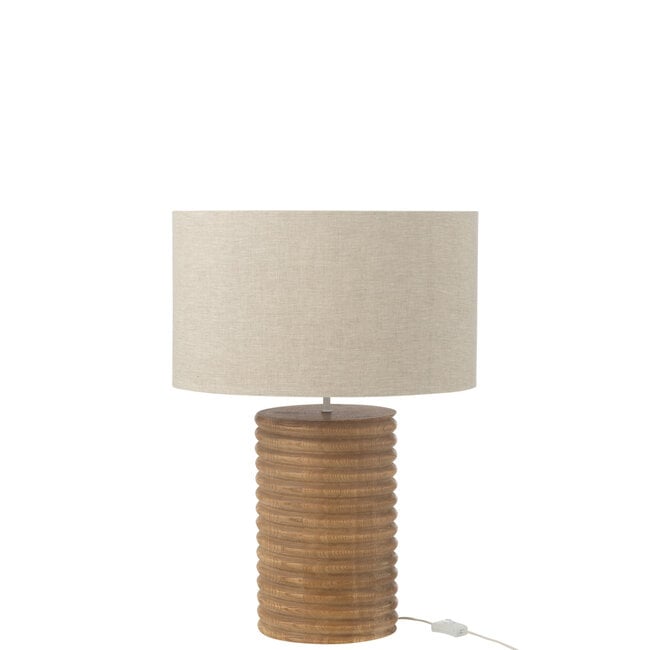 Tafellamp Schroefdraad Wijd Hout Naturel Grijs - Tafellamp - J-Line - livinglovely.nl