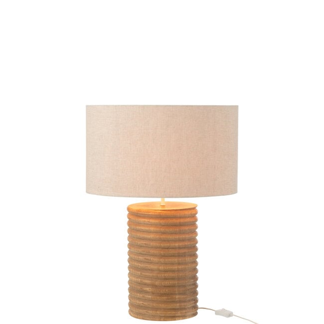 Tafellamp Schroefdraad Wijd Hout Naturel Grijs - Tafellamp - J-Line - livinglovely.nl