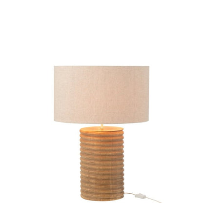Tafellamp Schroefdraad Wijd Hout Naturel Grijs - Tafellamp - J-Line - livinglovely.nl