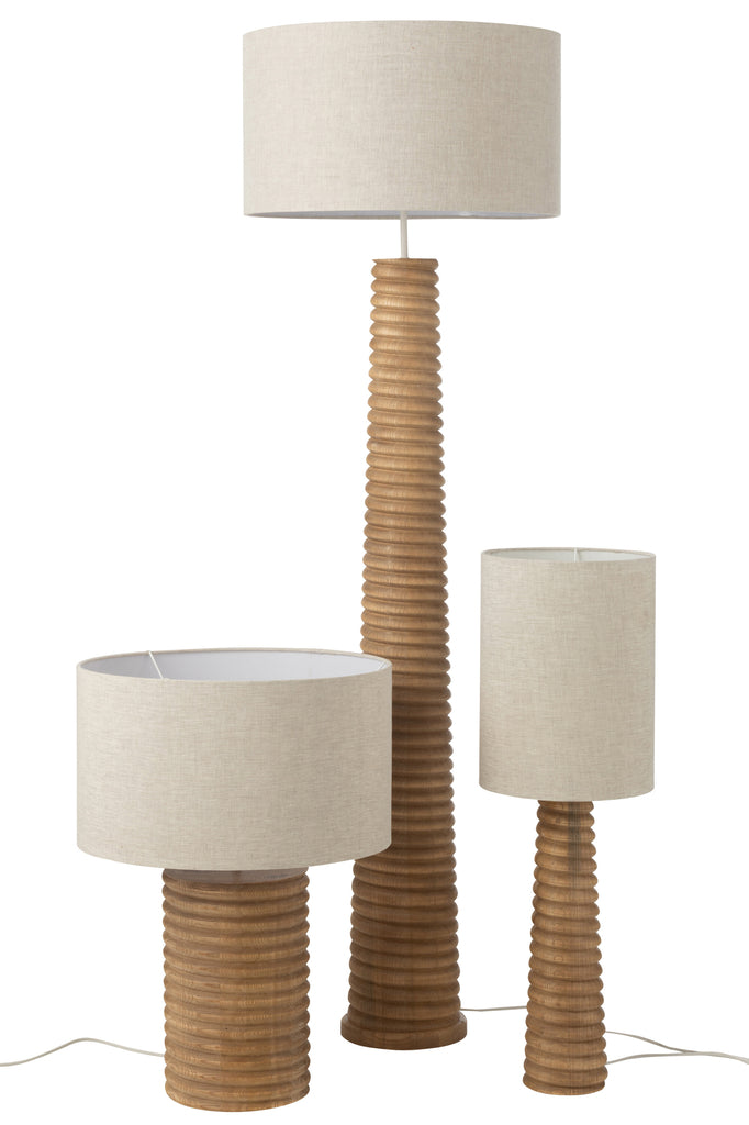 Tafellamp Schroefdraad Wijd Hout Naturel Grijs - Tafellamp - J-Line - livinglovely.nl