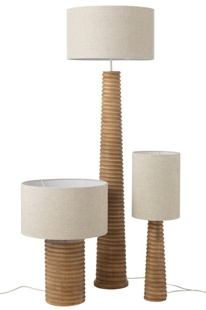 Tafellamp Schroefdraad Wijd Hout Naturel Grijs - Tafellamp - J-Line - livinglovely.nl