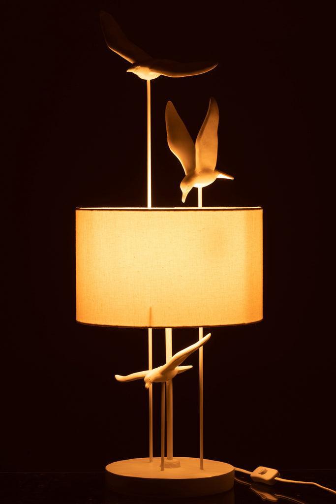 Tafellamp Vogels Poly Wit/Beige - Tafellamp - J-Line - livinglovely.nl