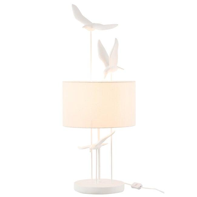 Tafellamp Vogels Poly Wit/Beige - Tafellamp - J-Line - livinglovely.nl