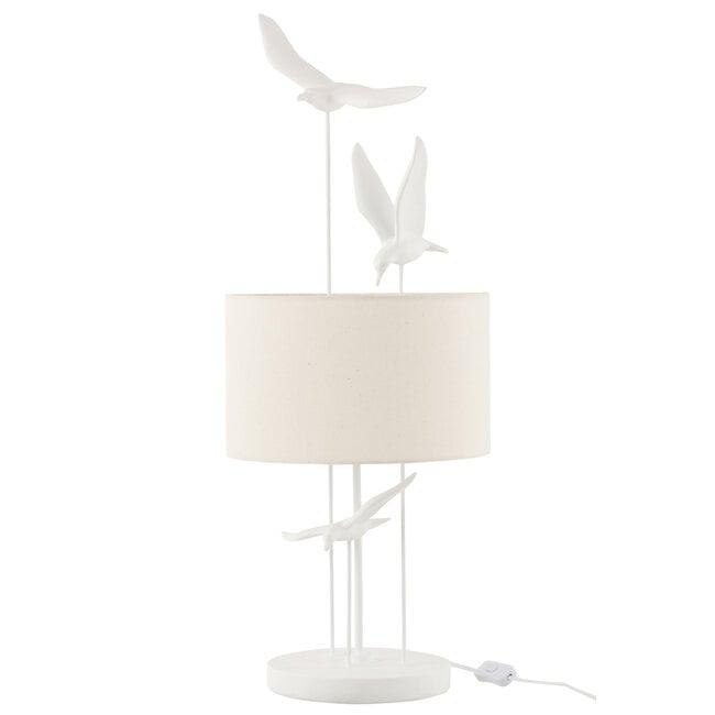Tafellamp Vogels Poly Wit/Beige - Tafellamp - J-Line - livinglovely.nl