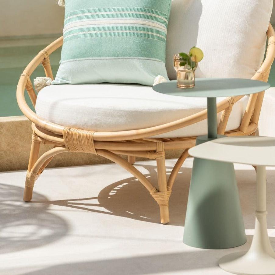 Tafels Vierkant Aluminium Ivoor Set van 2 - Bijzettafel - J-Line - livinglovely.nl