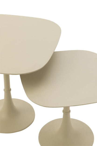 Tafels Vierkant Aluminium Ivoor Set van 2 - Bijzettafel - J-Line - livinglovely.nl