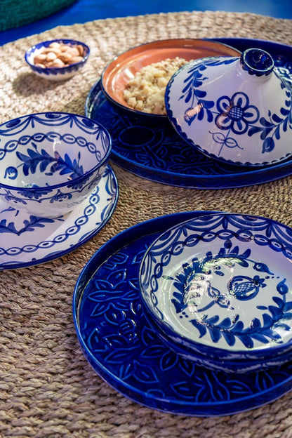Tagine Granada Ceramic White/Cobalto Blue - Keukenaccessoire - J-Line - livinglovely.nl