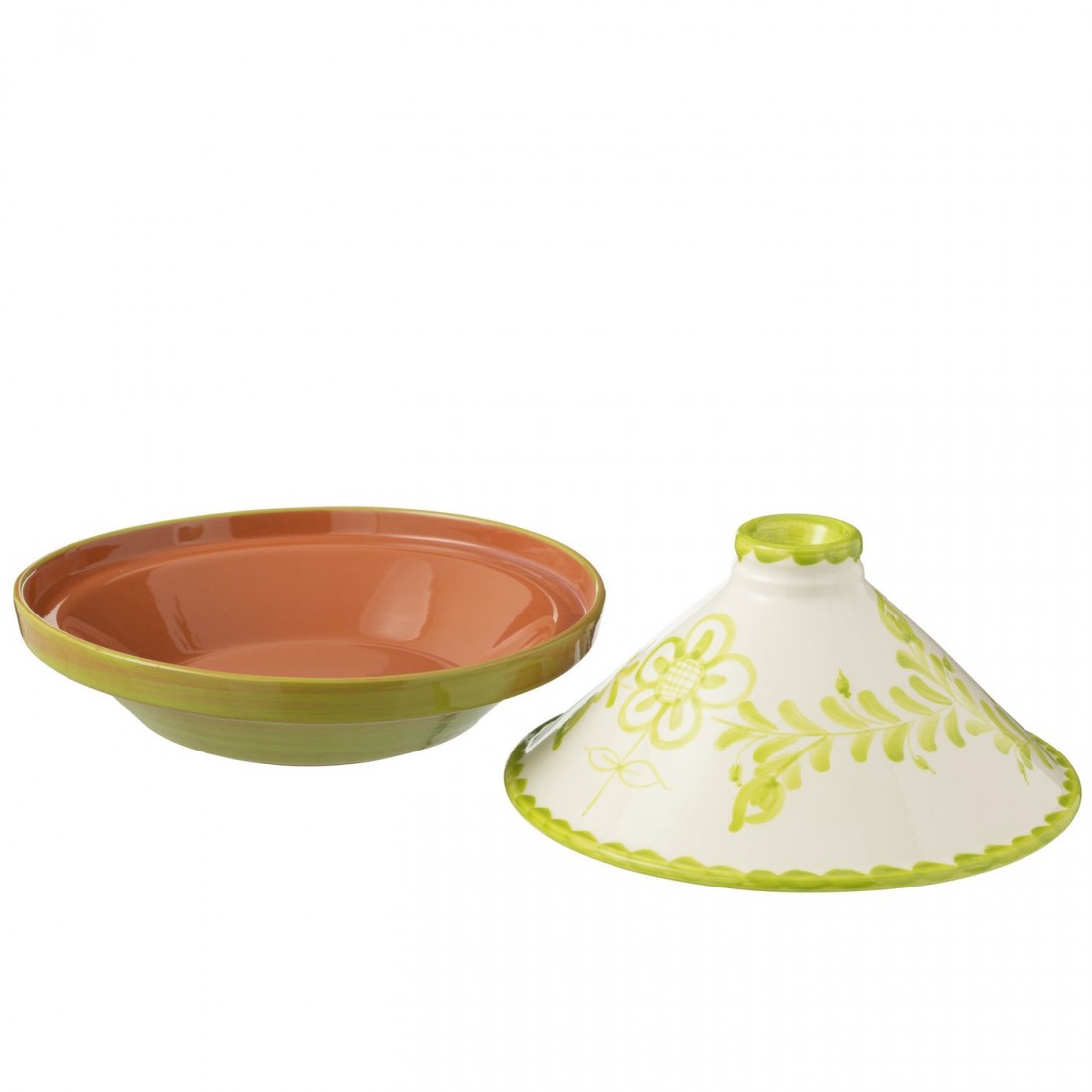 Tagine Granada Ceramic White/Green - Keukenaccessoire - J-Line - livinglovely.nl