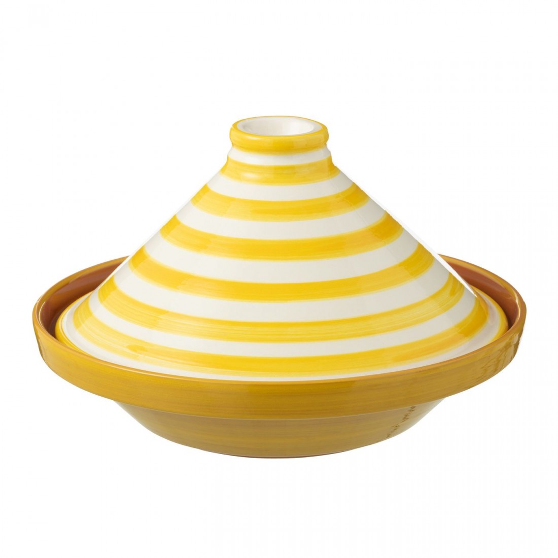 Tagine Granada Stripes Ceramic White/Yellow - Keukenaccessoire - J-Line - livinglovely.nl