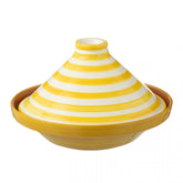 Tagine Granada Stripes Ceramic White/Yellow - Keukenaccessoire - J-Line - livinglovely.nl