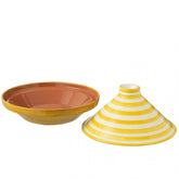 Tagine Granada Stripes Ceramic White/Yellow - Keukenaccessoire - J-Line - livinglovely.nl