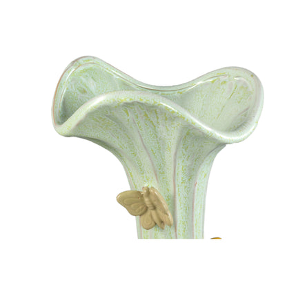 Tamarae Green Ceramic Flowy Vase With Butterfly L van PTMD, bovenaanzicht op witte achtergrond