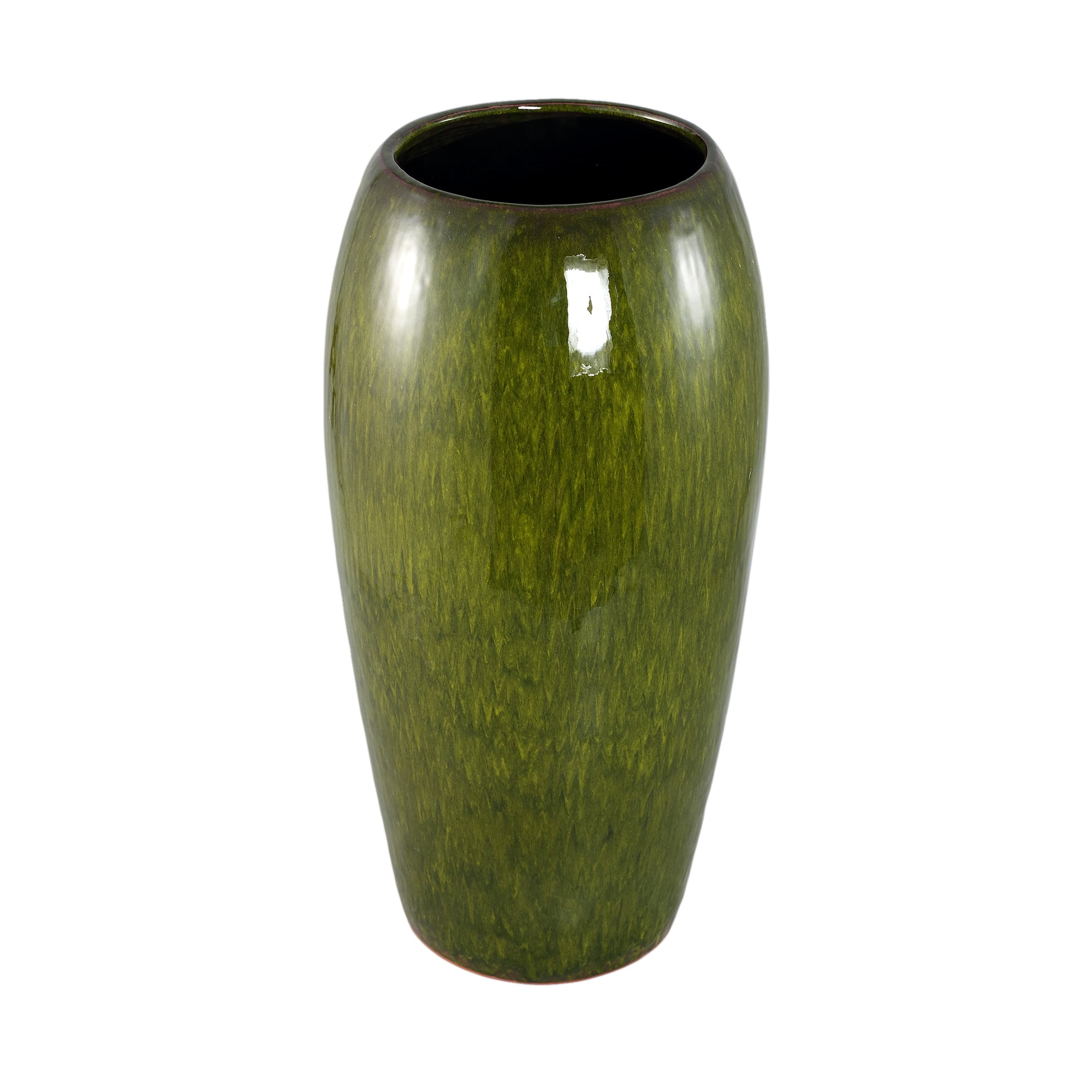Tamica Dark Green Ceramic Pot L van PTMD, detail van de gladde donkergroene keramiekafwerking