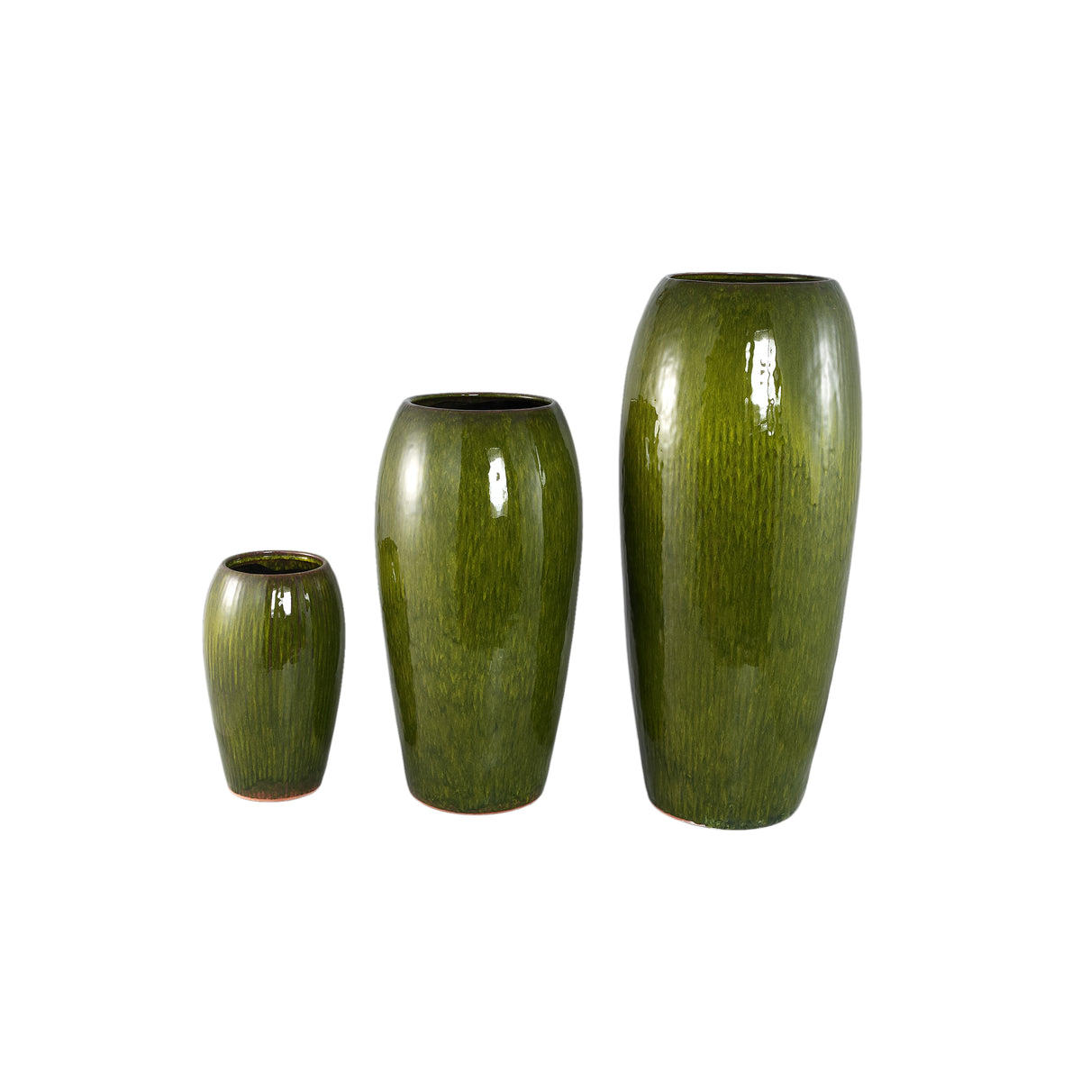 Tamica Dark Green Ceramic Pot M van PTMD, detail van de rand en het glazuur