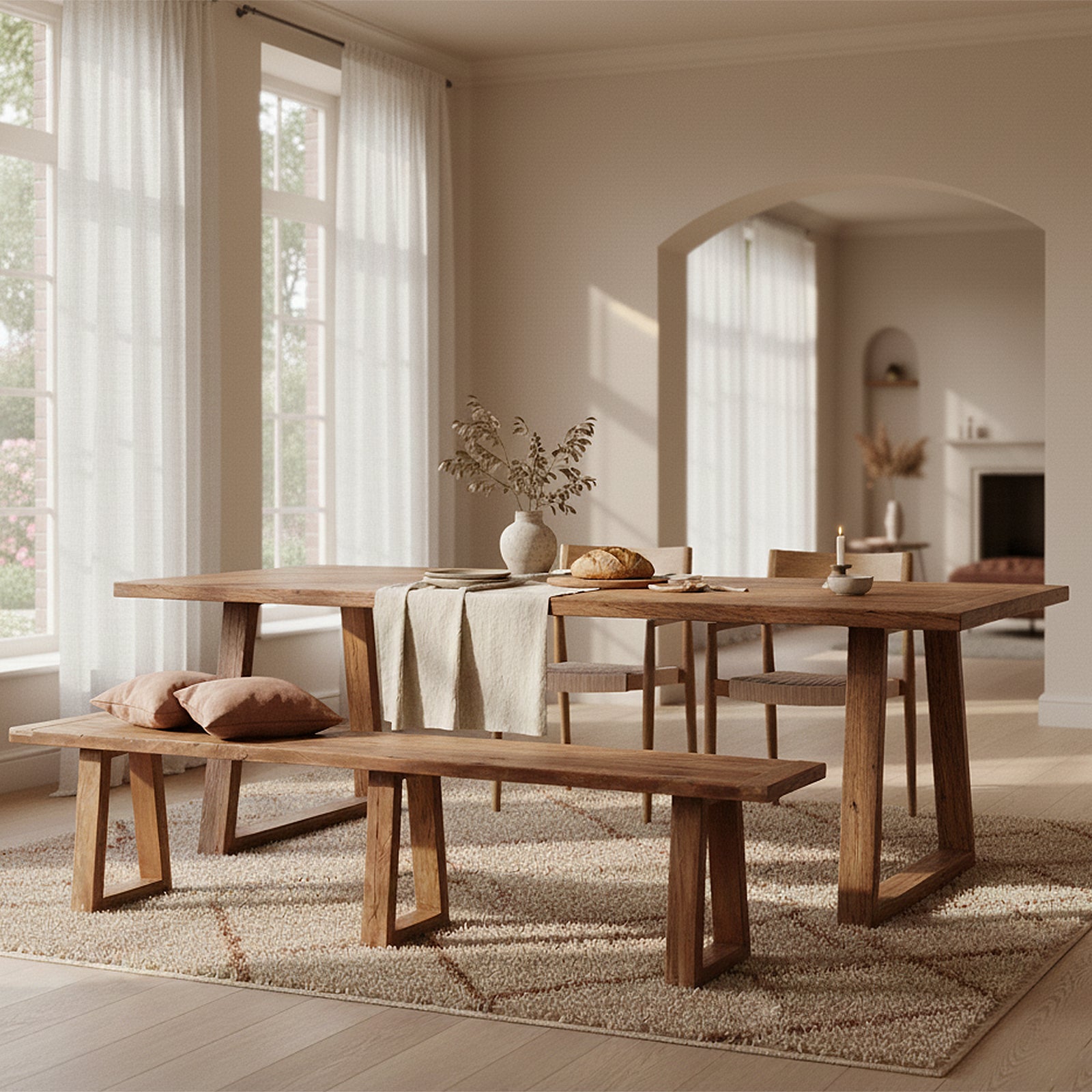 Farmwood eettafel van Raw Materials, eettafel voor vier tot zes personen in warm bruin teak