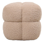 Teddy Bankje Beige van PTMD, kopse kant met vier ronde vakken