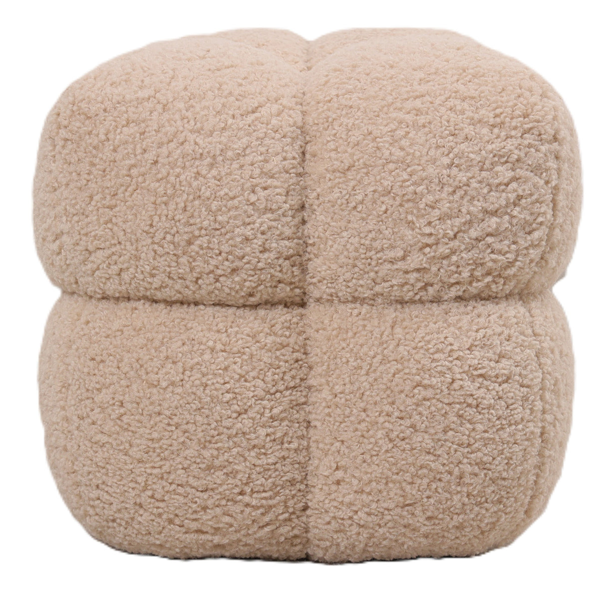 Teddy Bankje Beige van PTMD, kopse kant met vier ronde vakken