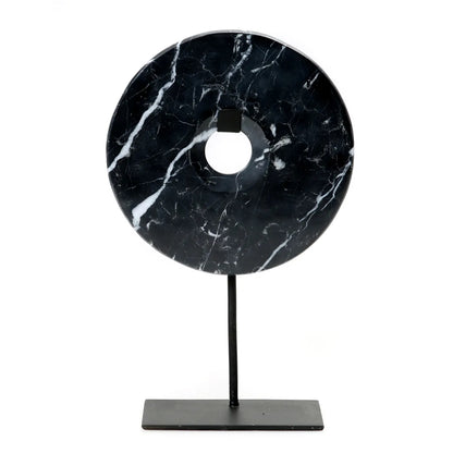 The Marble Disc on Stand - Black - L - Ornament - Bazar Bizar - livinglovely.nl