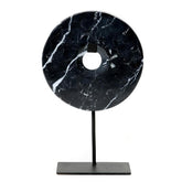 The Marble Disc on Stand - Black - L - Ornament - Bazar Bizar - livinglovely.nl