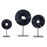 The Marble Disc on Stand - Black - L - Ornament - Bazar Bizar - livinglovely.nl