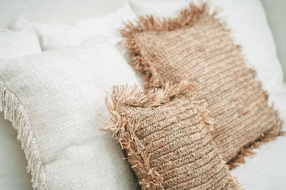The Raffia Cushion Cover Square - Natural - 40x40 - Kussenhoes - Bazar Bizar - livinglovely.nl