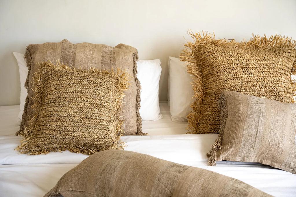 The Raffia Cushion Cover Square - Natural - 40x40 - Kussenhoes - Bazar Bizar - livinglovely.nl