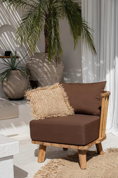 The Raffia Cushion Cover Square - Natural - 40x40 - Kussenhoes - Bazar Bizar - livinglovely.nl